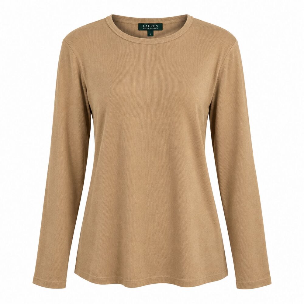 Lauren Ralph Lauren Neutral Long Sleeve Knit Top Preppy Quiet Luxury Size 1X